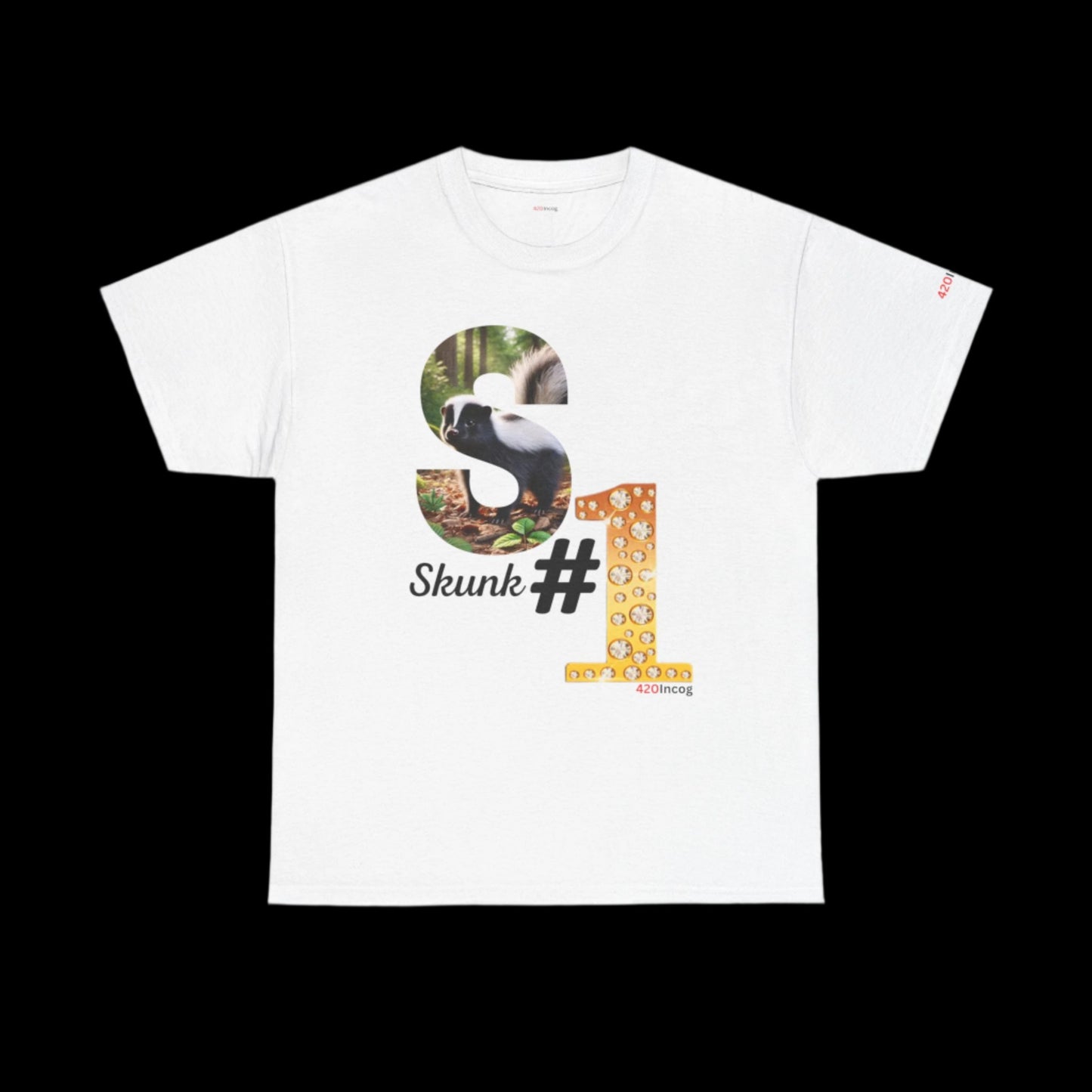 Incog Graphic Tee featuring the Skunk #1 strain