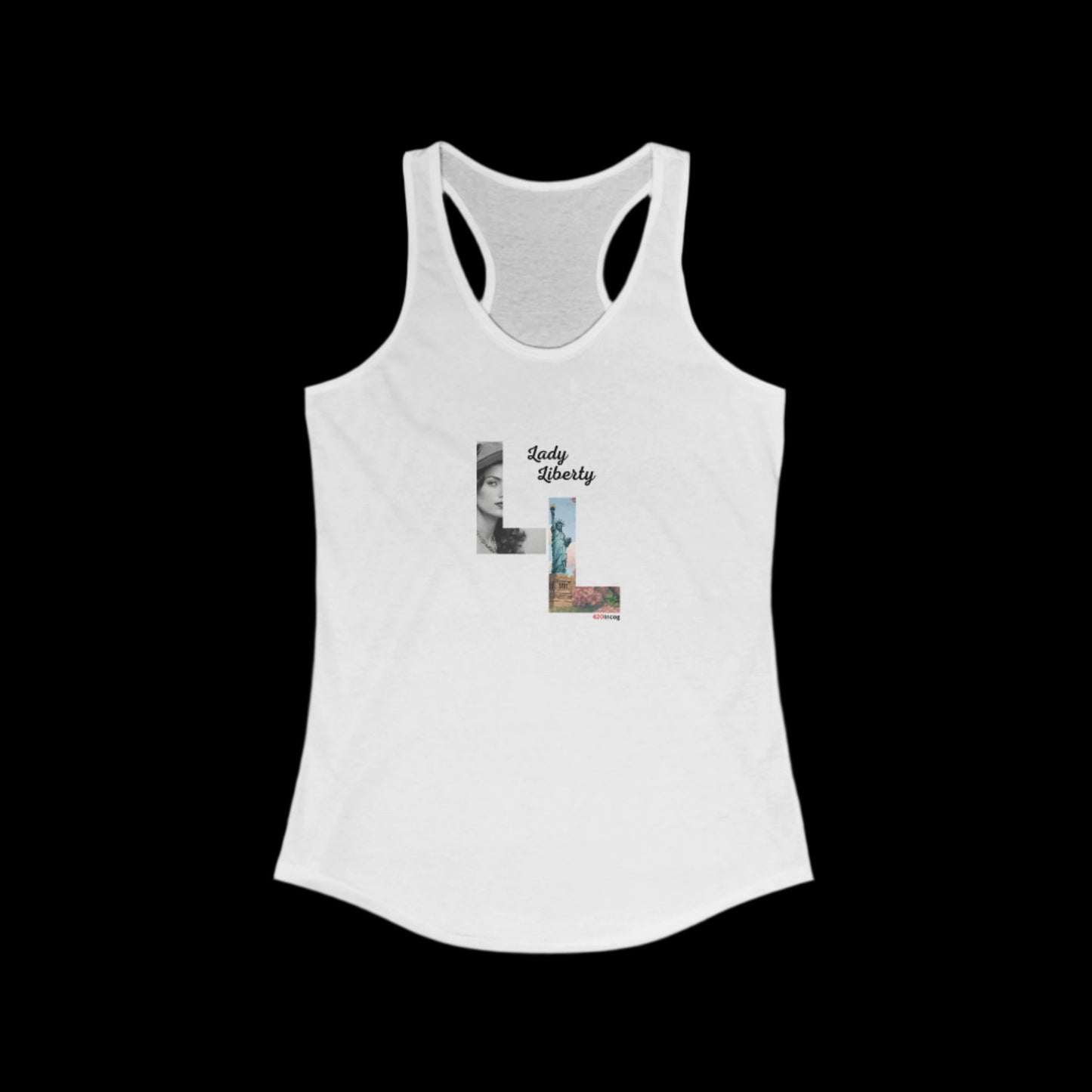 Incog Women's Racerback with the Lady Liberty strain