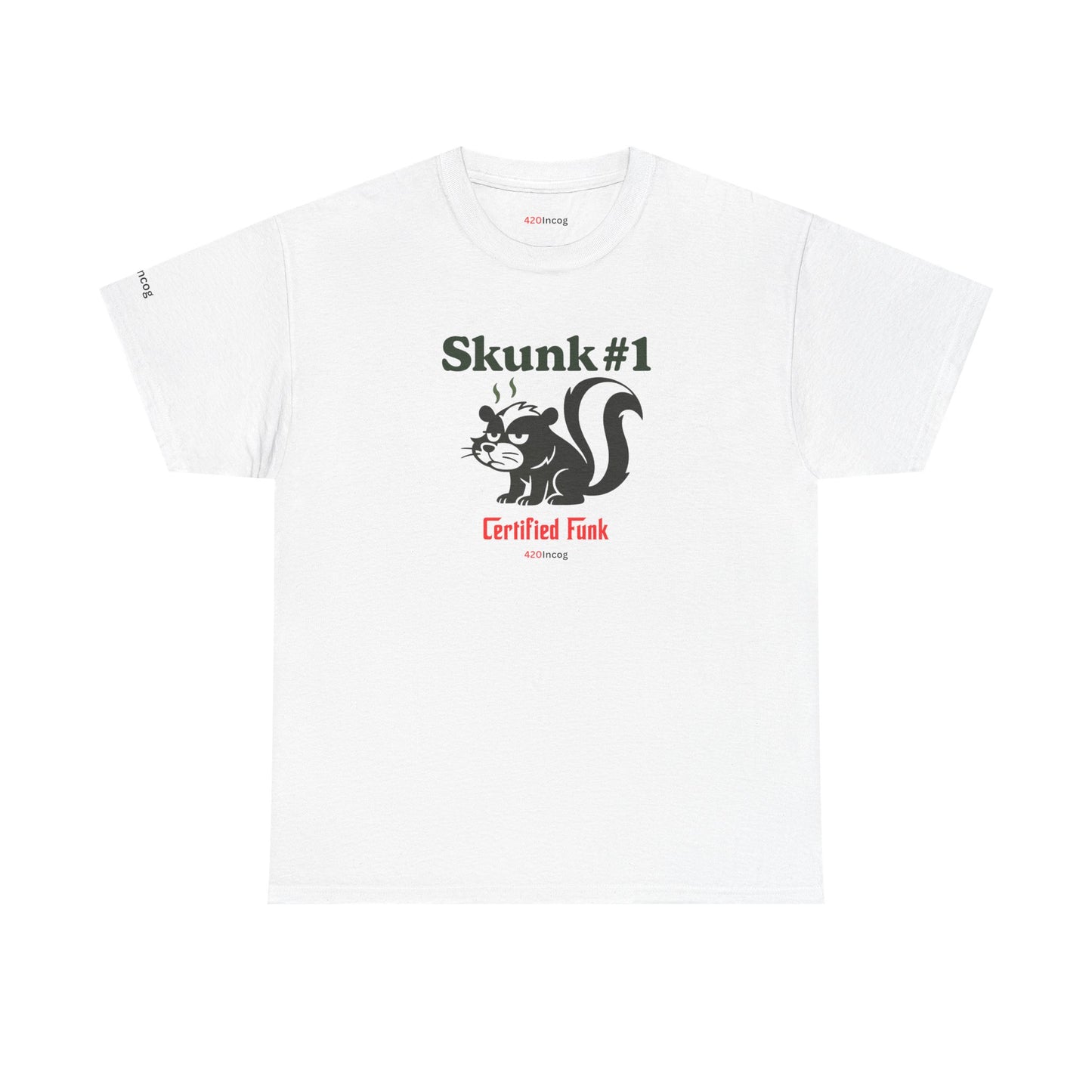 420Incog Funny Tee featuring the Skunk #1 strain