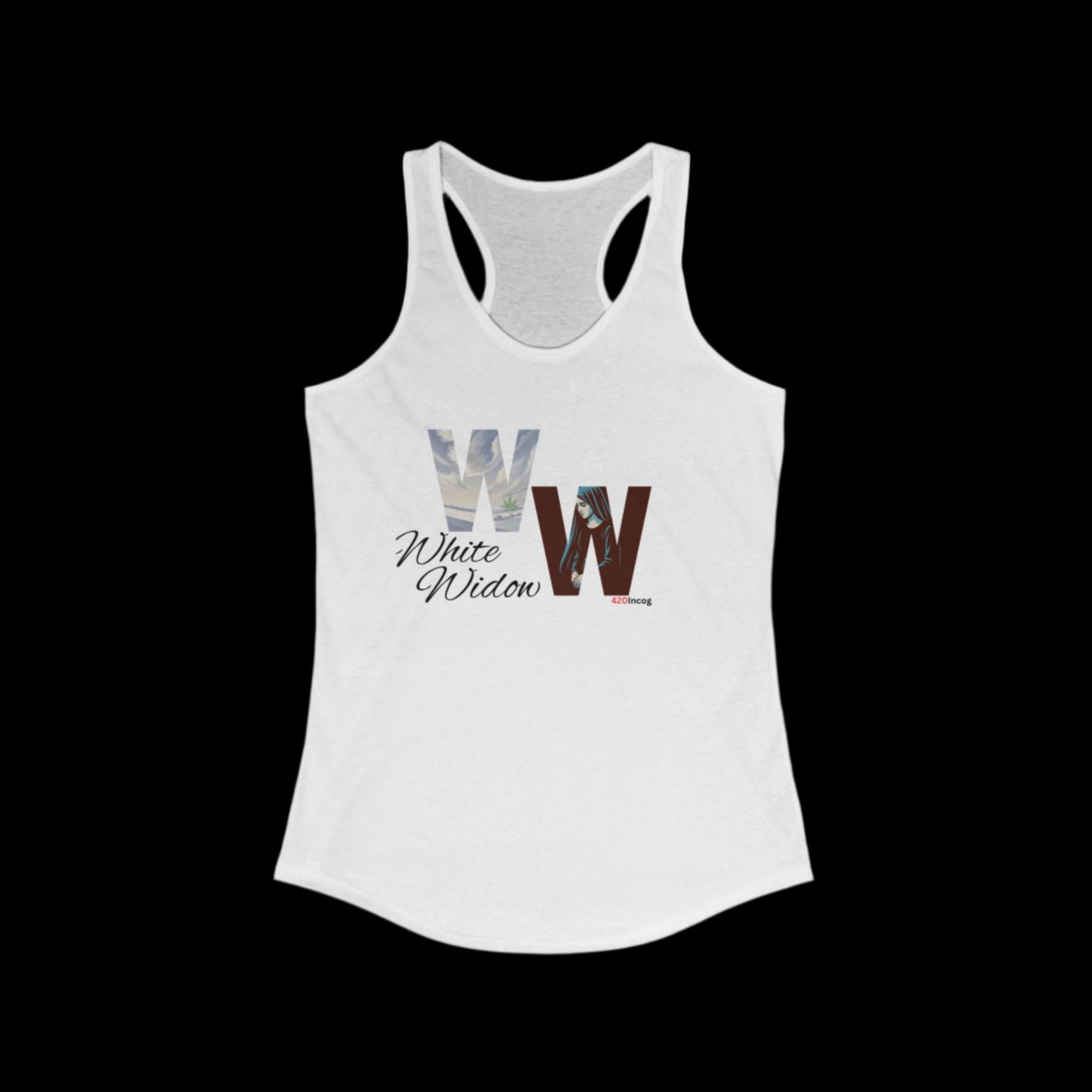 Incog Women's Racerback with the White Widow v1.1 strain