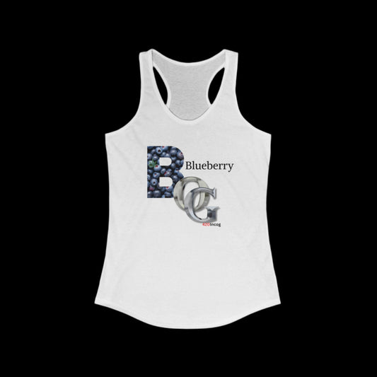 Incog Women's Racerback Tank Top featuring the Blueberry OG v1.1 strain