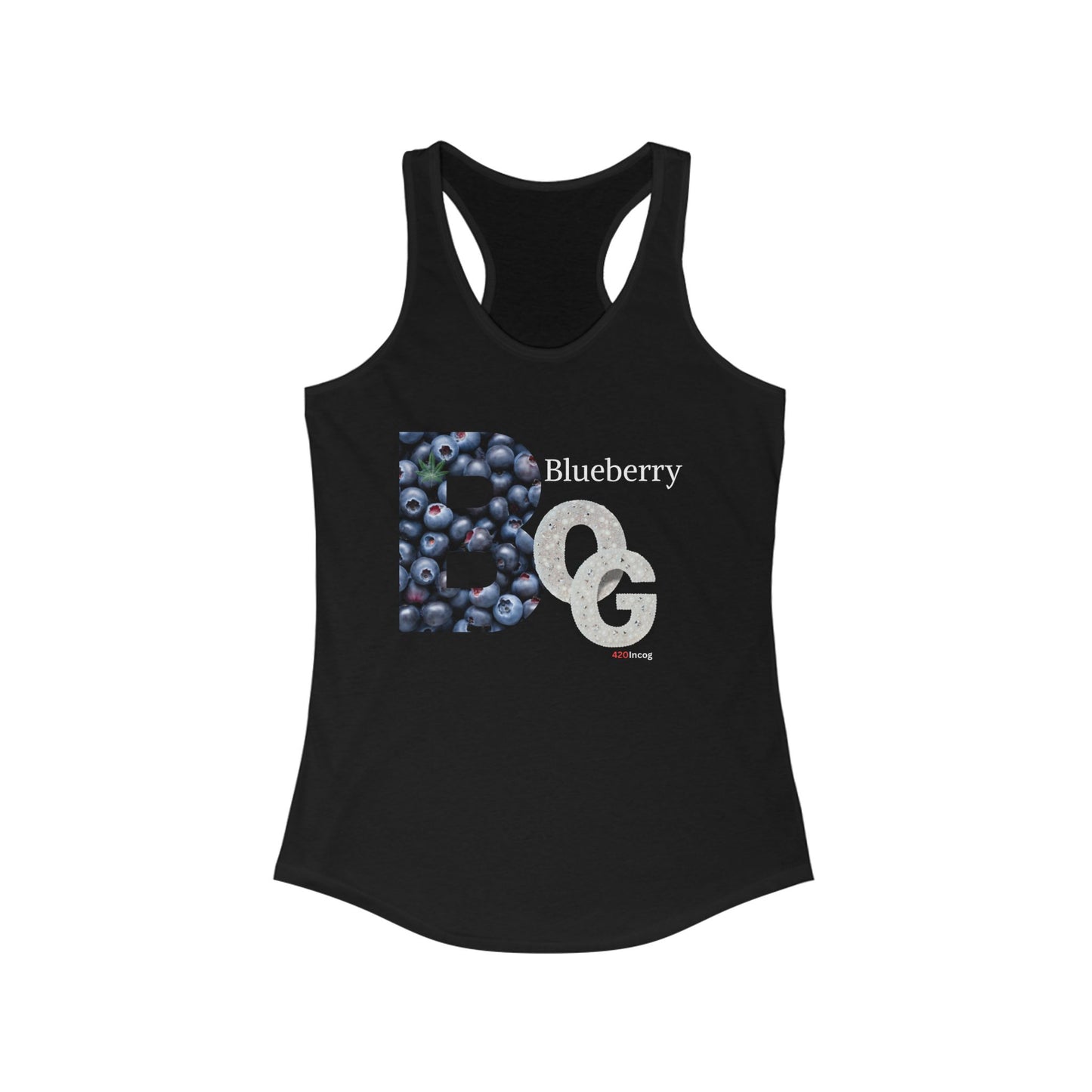 Incog Women's Racerback Tank Top featuring the Blueberry OG strain