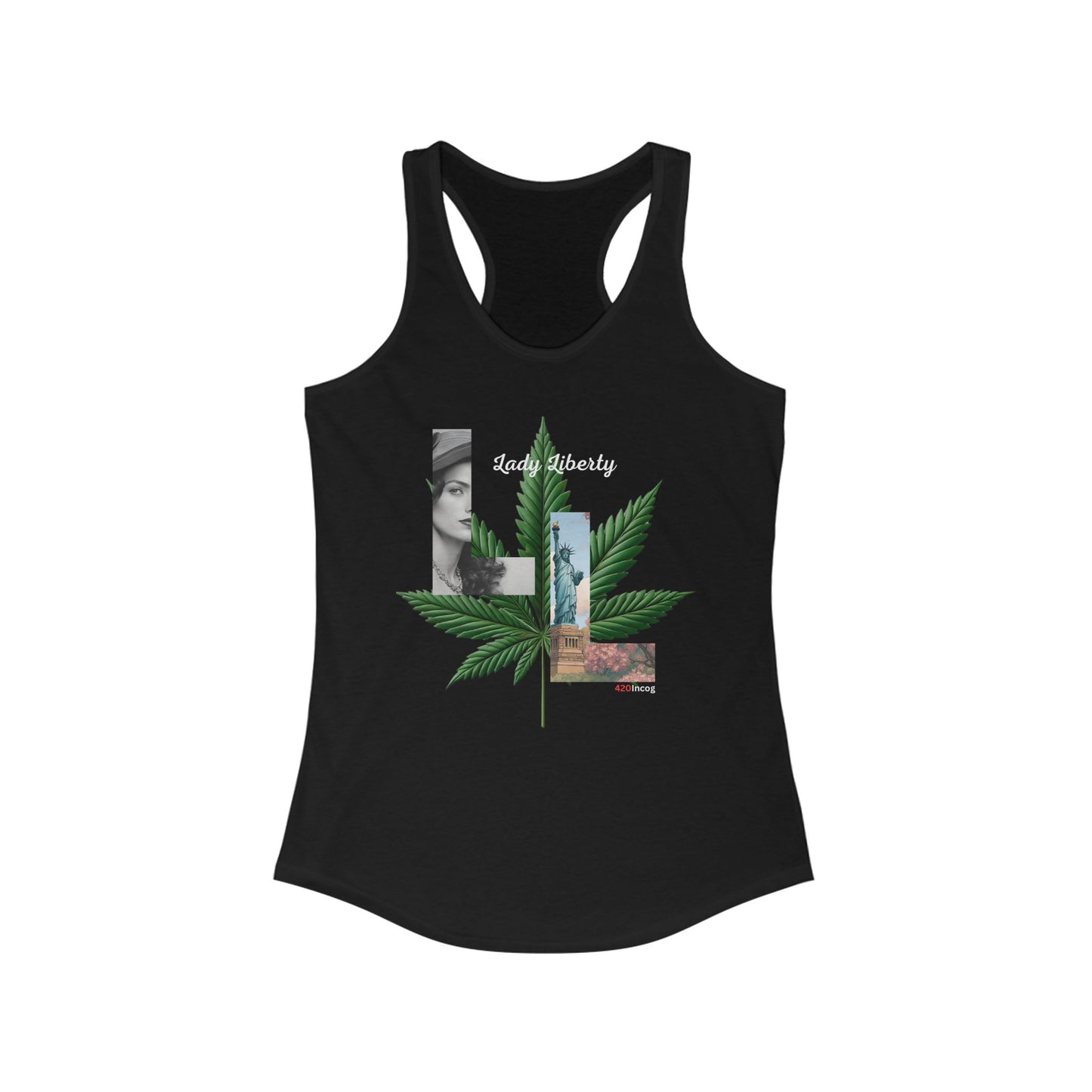 Iconic Women's Racerback with the Lady Liberty strain