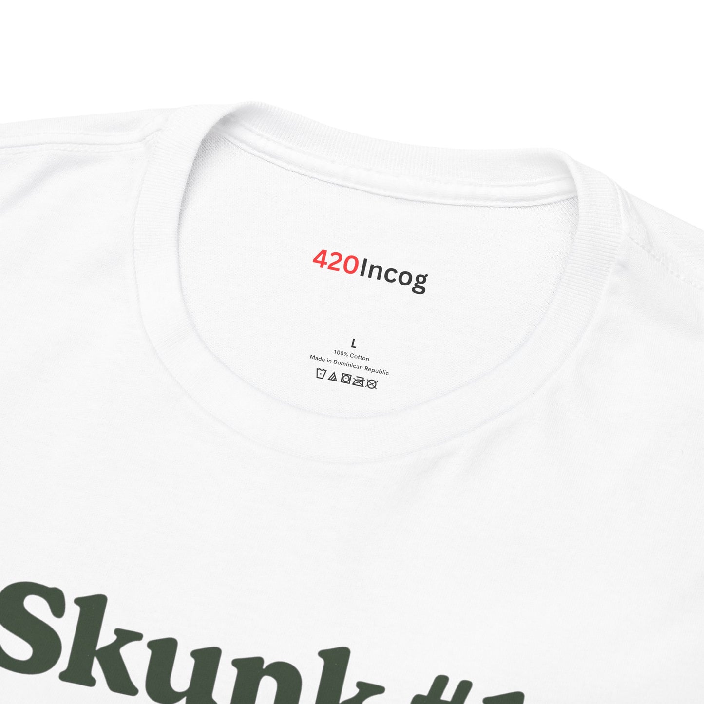 420Incog Funny Tee featuring the Skunk #1 strain