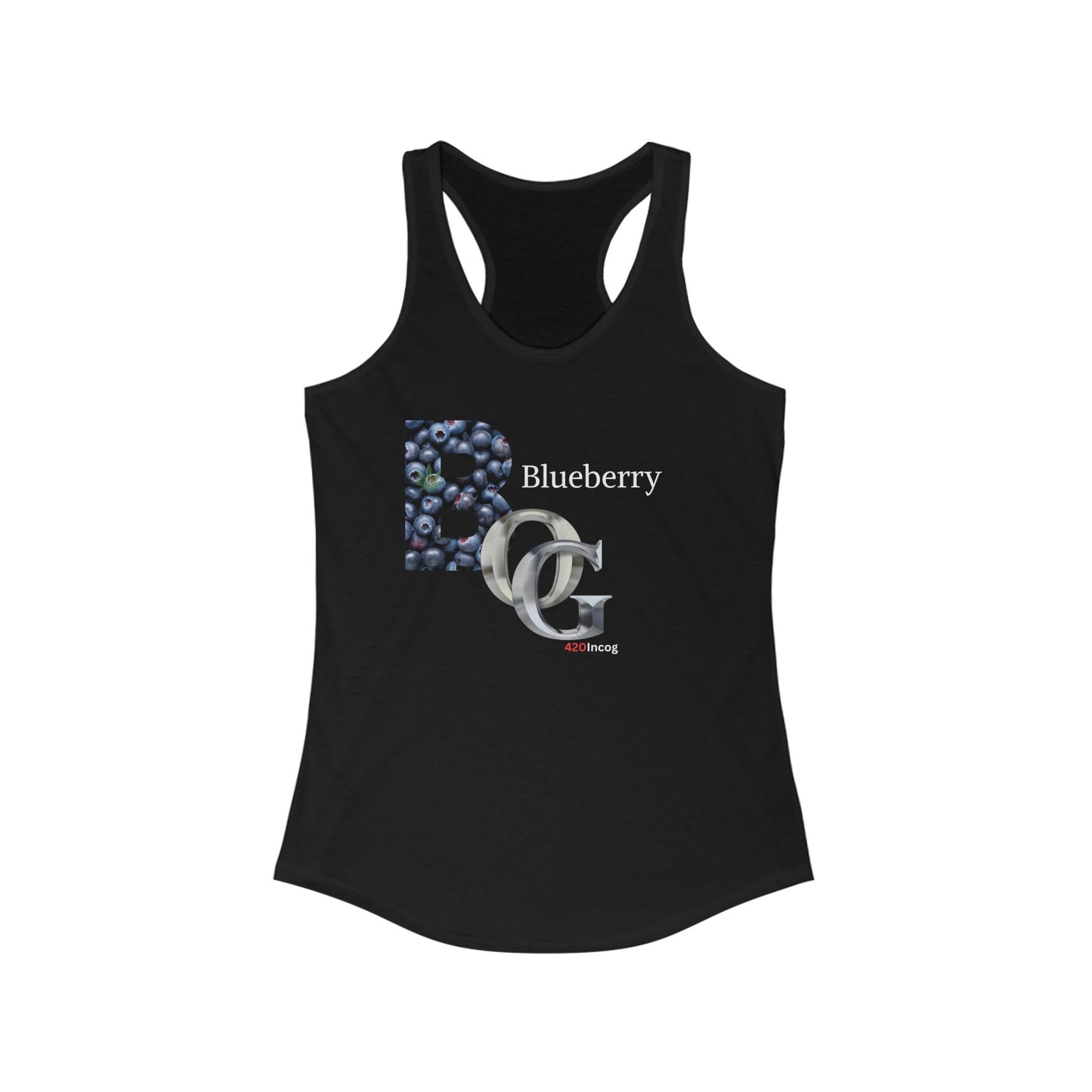 Incog Women's Racerback Tank Top featuring the Blueberry OG v1.1 strain