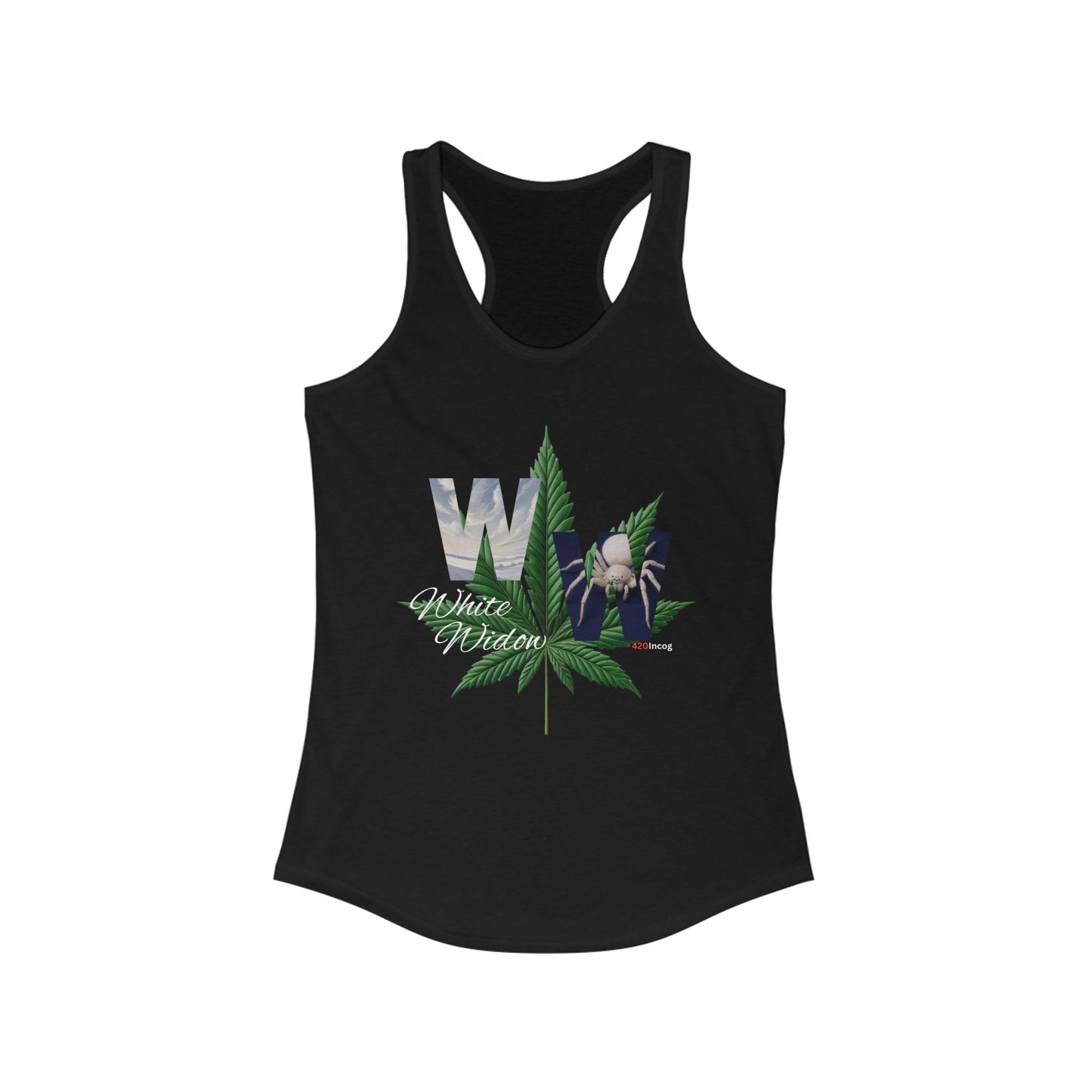 Iconic Women's Racerback with the White Widow v1.0 strain